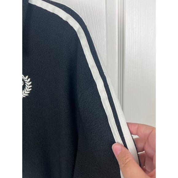 Victoria's Secret PINK Black Reverse Fleece Cropped Polo Sweatshirt Women's Med. - Picture 4 of 7